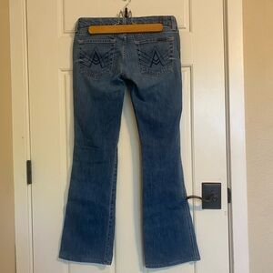 7 For All Mankind Flare Jeans with “A” Embroidered Pockets